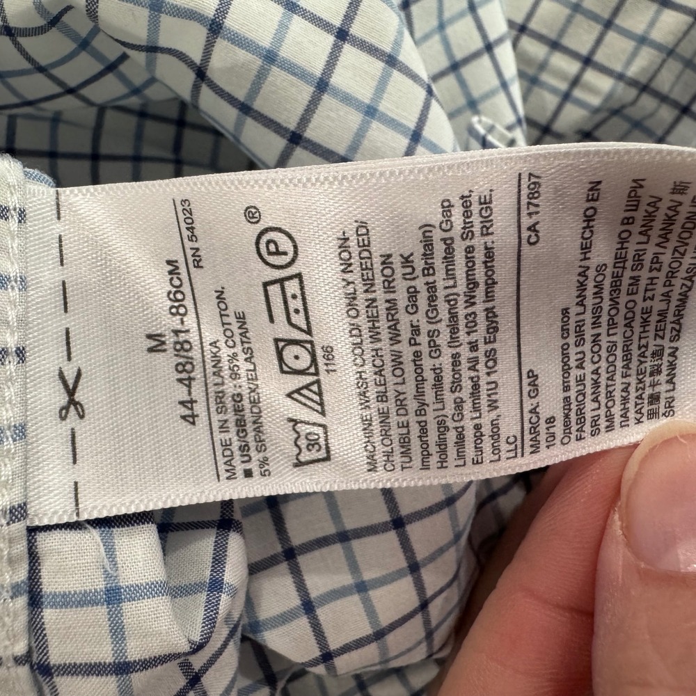 GAP Mens Standard Fit Stretch Checked Button Down Shirt Size Medium Blue White - Picture 5 of 8